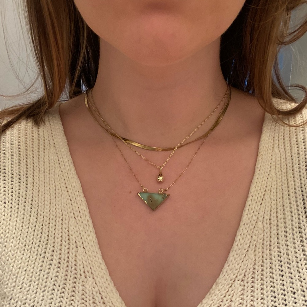Gold and Aqua Stone Necklace